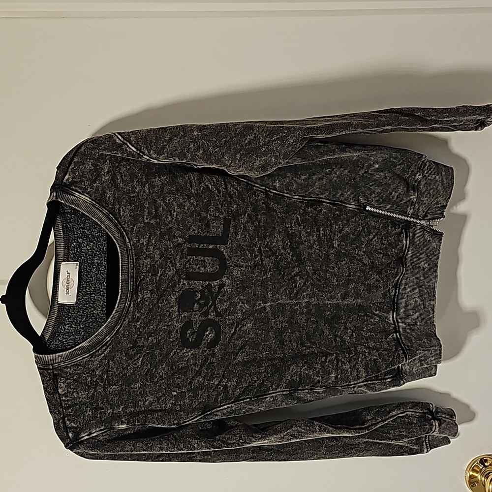 Soulcycle Acid Wash dark gray Sweatshirt with zipper detail size Large